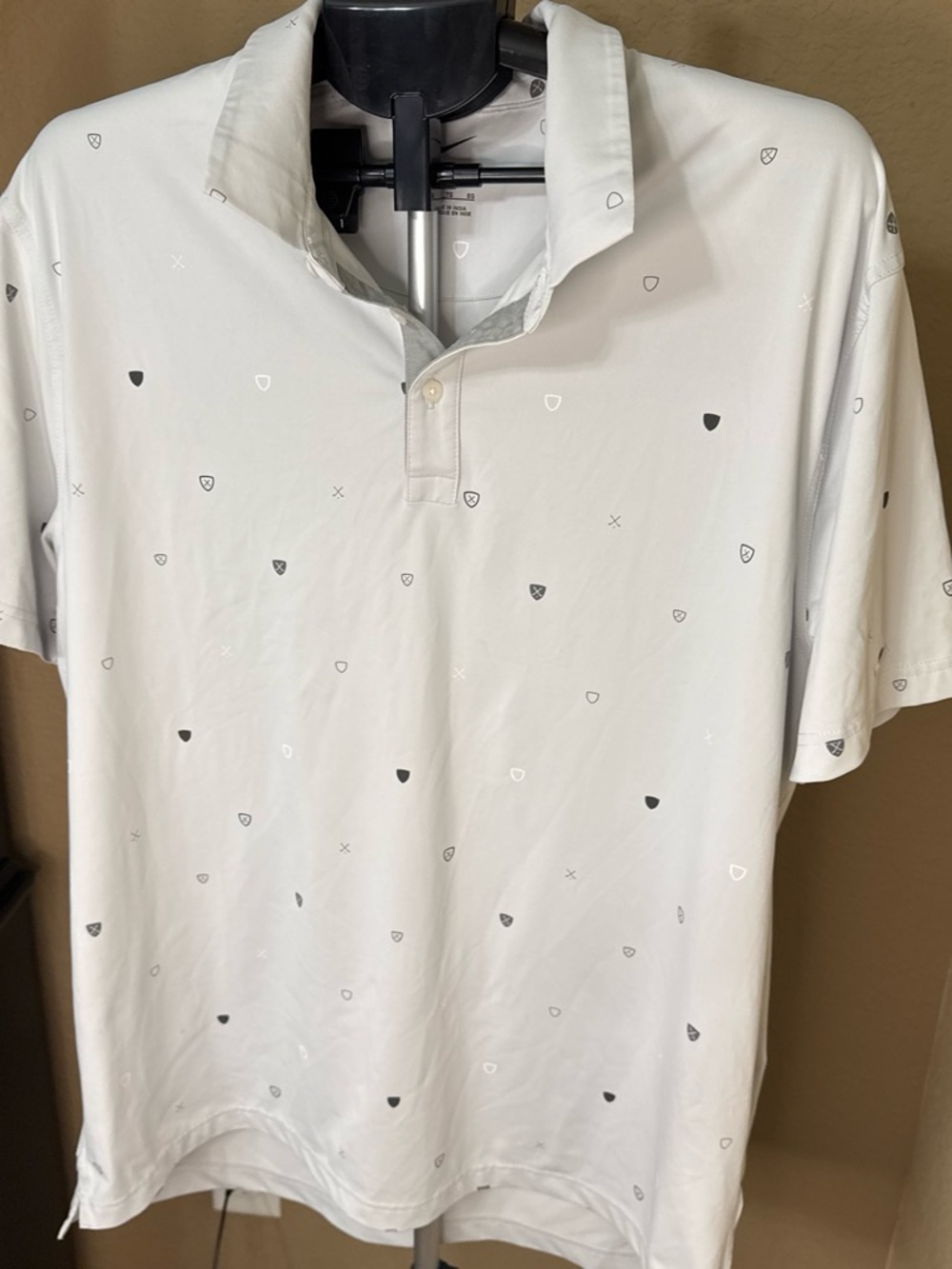 Nike Gray Polo with Tiny Shield Print
